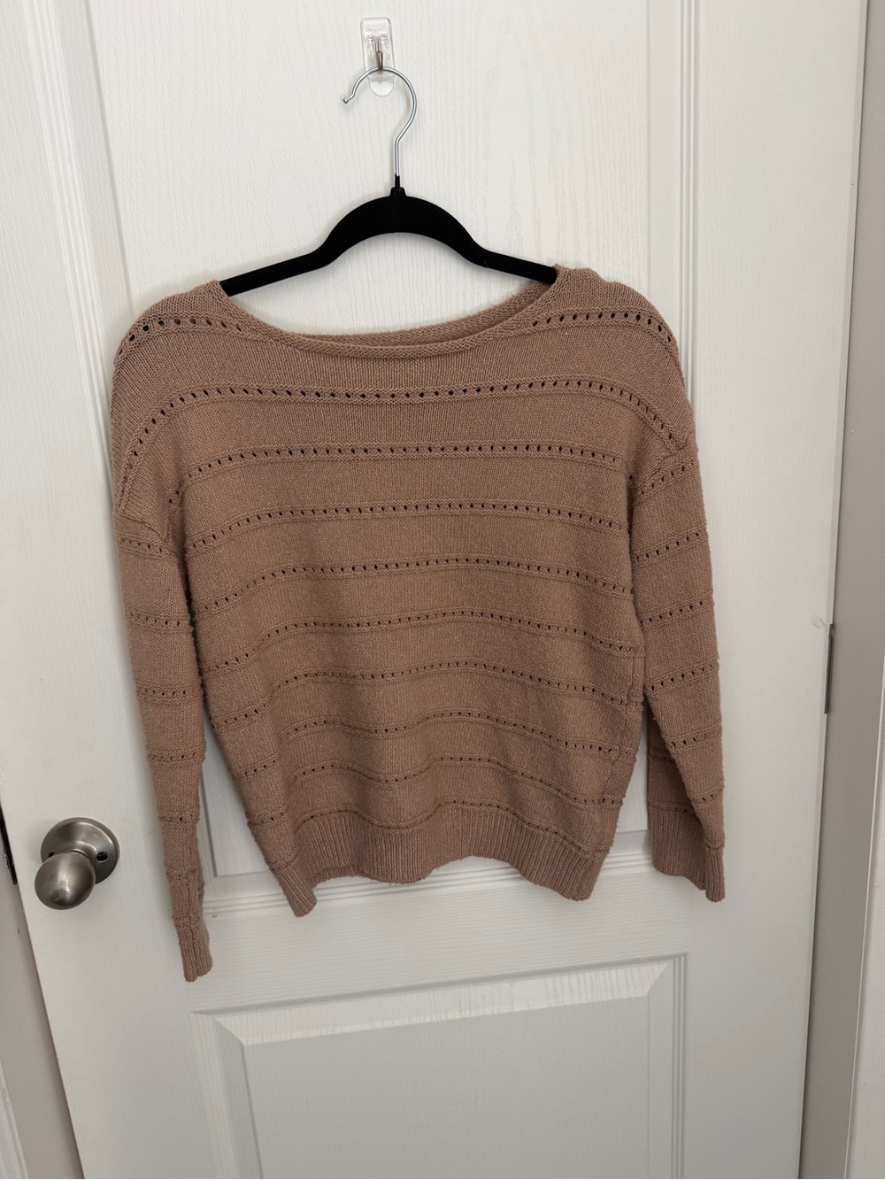 Women's Lightweight Open-Stitch Crewneck Sweater - Taupe